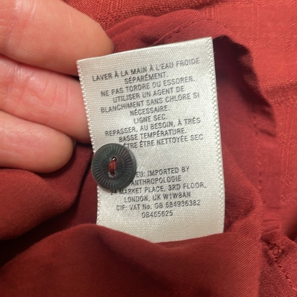 Maeve Anthropologie Bloomsbury Shirt Dress 8 Red Brown Rust Rayon Wrap Tie - Picture 12 of 13
